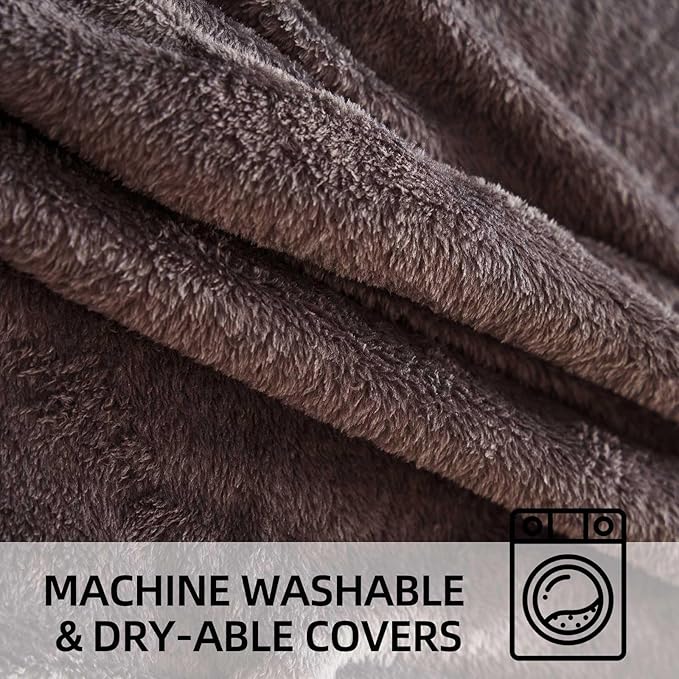 Bean Bag Chair 6Ft, Memory Foam Filled, Large Beanbag Chairs for Adults and Teens, Soft Sofa with Removable Flannel Cover, Round Couch for Living Room Bedroom College Dorm (Brown, 6FT-67×67"×24")