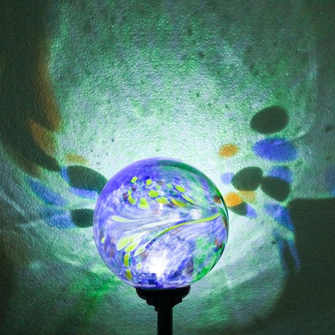 Solar Lights Outdoor Decorative Solar Outdoor Decorative Glass Ball Stakes Waterproof Garden Stake Glass LED Garden Globe Lights for Pathway Yard Lawn Decoration Blue