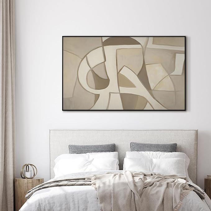 SIGNWIN 30"x60" Extra Large Framed Wall Art Neutral Abstract Geometric in Mid-Century Style, Retro-Inspired Design for Home Living Room Bedroom Decor (Frame Assembly Required)