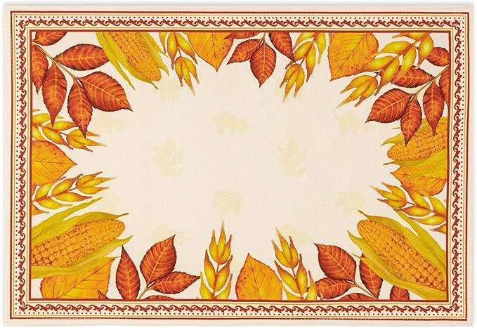 YiHomer Fall Thanksgiving Tabletop Collection for Kitchen Dining Decoration Parties Harvest, Harvest Party, Reversible Placemat Set, 13 x 19