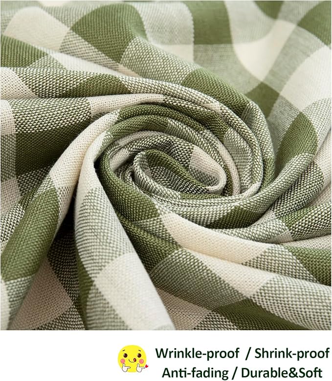Checkered Tablecloth Rectangle, Heavy Weight Cotton Gingham Table Cloth Plaid Table Cover for Spring Summer Picnic Kitchen Dinner Restaurant Outdoor Party(55x84”,Green