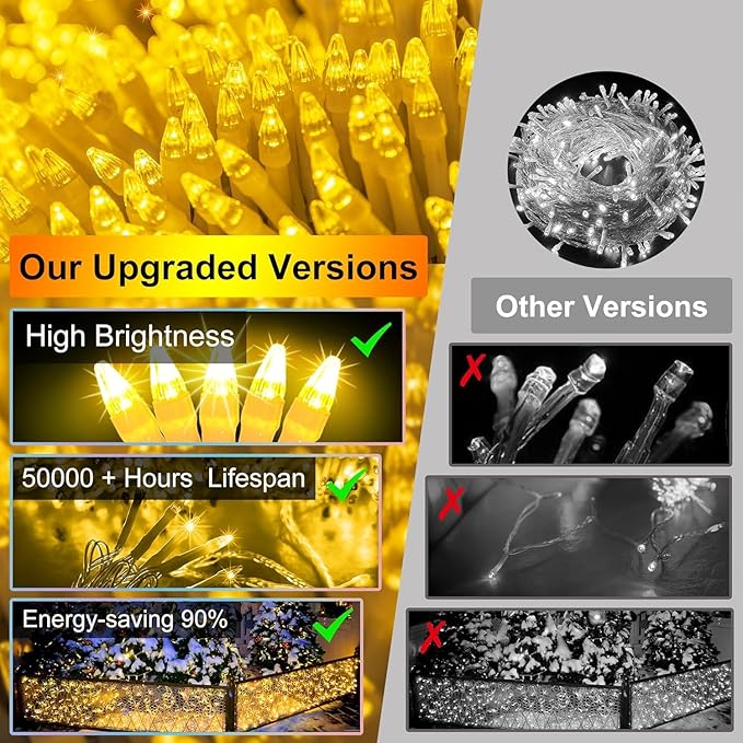 612 LED 60FT Icicle Christmas Lights - 136 Drops Waterproof 12 Modes Memory Timer, Outdoor Hanging Roof Lights for Eaves Gutter Xmas Tree Holiday Decorations Warm White