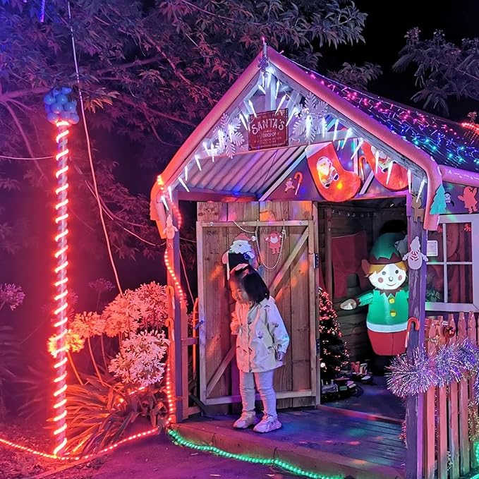 YEGUO 2 Packs Each 33ft 100 LED Solar Rope Lights Outdoor Waterproof, Red String Lights for Outside, 8 Modes Fairy Lights in Clear Thin Tube for Camping Fence Patio Garden Trampoline Deck