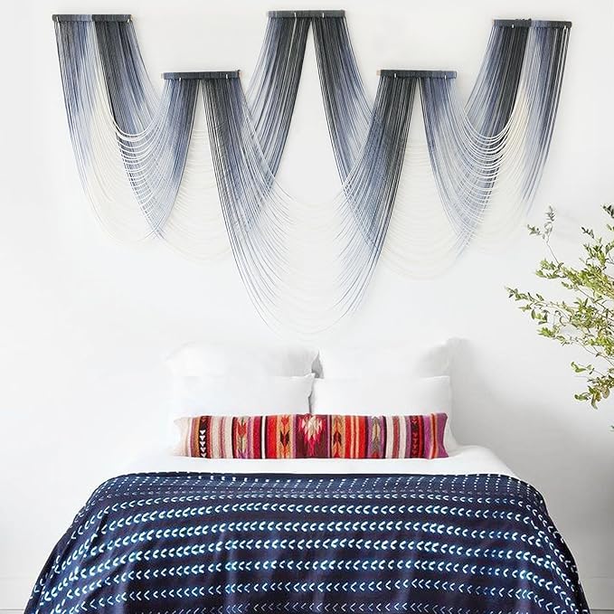 IOWER Large Macrame Wall Hanging Decor Dip-Dyed Macrame Wall Decor Wall Art Craftsmanship Fiber Art Boho Chic Wall Decor Modern For Bedroom Livingroom Backdrop
