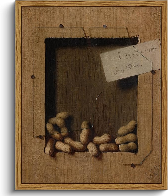 VIYYIEA Framed Canvas Wall Art Home Decor Vintage Peanuts Still Life Art Home Decor Funny Boho Wall Picture Floating Shelf Decor Classical Farmhouse Oil Painting for Kitchen Dining Decor 8x10in