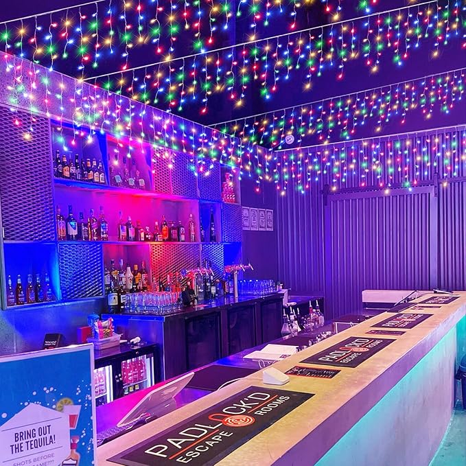 Icicle Lights for Outside, 33FT 400 LED Icicle Christmas Lights Outdoor Indoor with 8 Modes 75 Drops, Waterproof Connectable Twinkle String Light for Eaves Patio Garden Wedding Party Decor, Multicolor