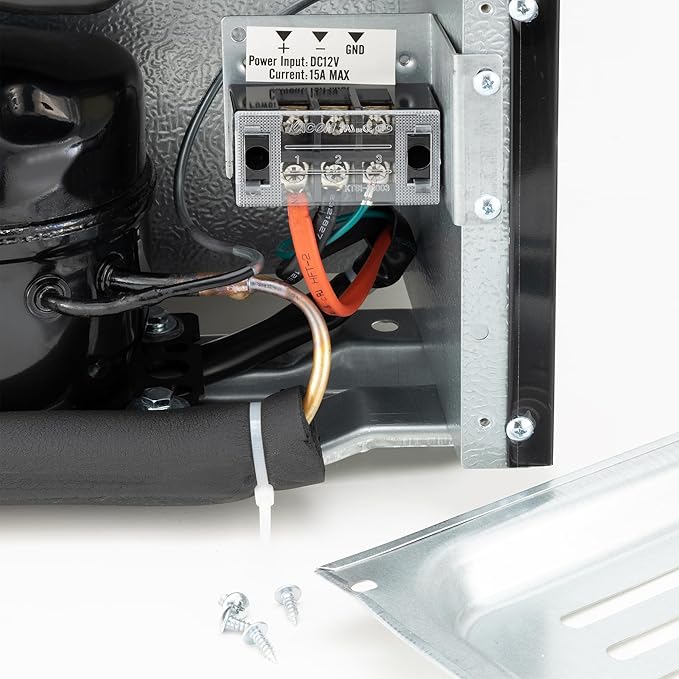 RecPro 3.3 Cu Ft 12V RV Refrigerator | Black Fridge with Adjustable Shelves, 18-Can Door Storage, Reversible Door | 7 Temp Settings, Frost-Free | Ideal for RVs & Small Spaces