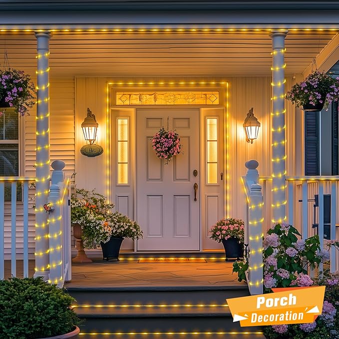 JMEXSUSS 100 LED Solar Rope Lights Outdoor Waterproof, 33ft IP65 Waterproof Solar Trampoline Lights, 8 Modes Solar String Lights for Outside Camping Tent Trampoline