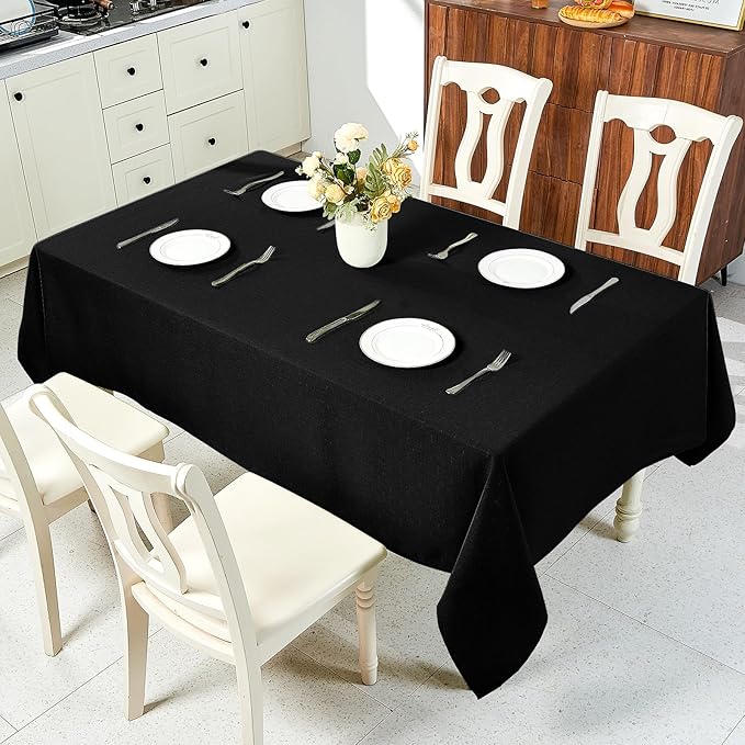 IVAPUPU Textured Linen Table Cloth for Rectangle Table - Waterproof Fabric Tablecloth Rectangular Wrinkle Free Wipeable Dining Cover for Wedding/Birthday/Party Decor, 60 x 84 Inch