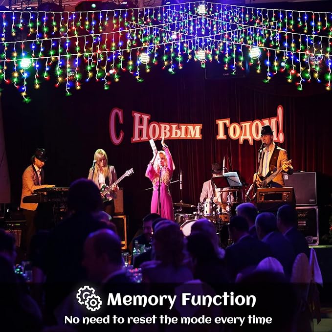 Icicle lights Outdoor - 66ft Christmas Lights with 640LED 120 Drops 8 Modes, Plug in Curtain String Lights Waterproof for Holiday Wedding Party Home Garden Bedroom Indoor Outdoor Decoration,Multicolor