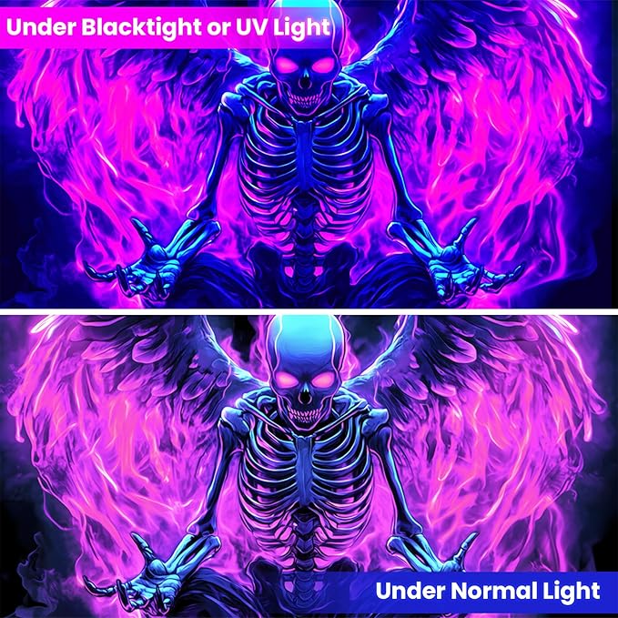Blacklight Tapestry,WingTapestry Glow In The Dark,UV Reactive Black Light Upright Posters Wall Hanging for Bedroom Dorm Living Room Backdrop Decor (wing14, 90L" x 70W")