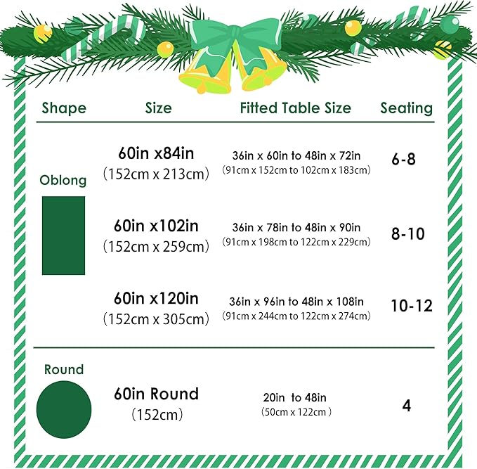 LUSHVIDA Christmas Tablecloth Rectangle - Green 60x84 inch Snowflakes Foil Print Pattern Washable Wrinkle Resistant Holiday Tablecloths for Christmas Family Gathering, Dining Room Table 130GSM