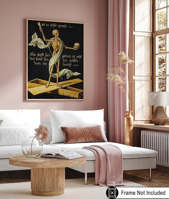 Poster Master Vintage Allegory of Life and Death Poster - Retro Skeleton Print - Halloween Art - Gift for Men & Women - Gothic Wall Decor for Dorm, Living Room or Bedroom - 16x20 UNFRAMED Wall Art