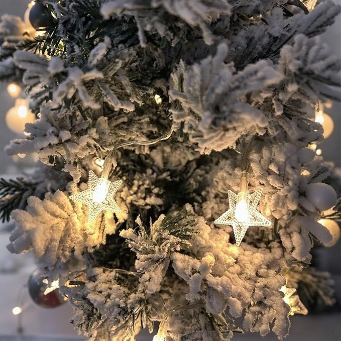 Star String Lights for Bedroom - 17 Ft 50 LED Fairy Christmas Lights Battery Operated, Indoor Outdoor Waterproof Star Twinkle Light for Tent Loft Bed Party Camping Decor