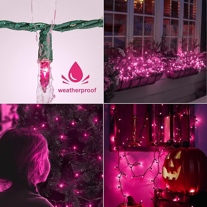 Hopolon Halloween Purple String Lights, 2PACK 50 Mini Fairy Lights Set, Green Wire 13Ft Traditional Halloween Holiday Dรฉcor for Home, Christmas Tree, Bedroom, Patio, Wedding (2pcs Purple)