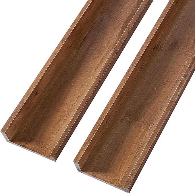 AZSKY Light Walnut Color Wood Wall Floating Shelves for Wall 36 Inch Bookshelf Wall Mount Picture Photo Frames Display Rack with Ledge Decorative Storage Shelves a Set of 2