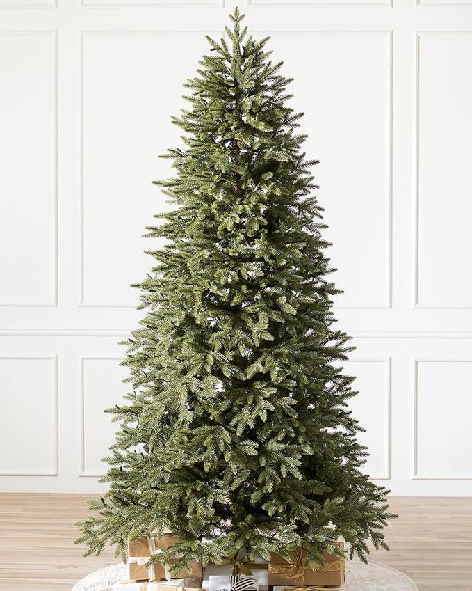 Balsam Hill 7.5ft Unlit Stratford Spruce - Slim Artificial Christmas Tree with True Needle Foliage & Premium Stand for Small Spaces