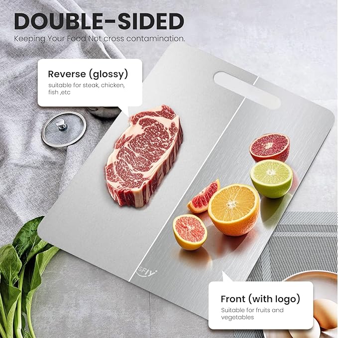 New Titanium Cutting Board - 100% Pure Titanium Cutting Boards For Kitchen,Easy to clean, Double-sided food-grade Cutting Board For Cutting Meats, Fruits And Vegetables(18 * 12)