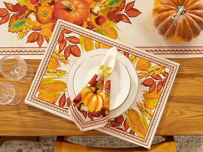 YiHomer Fall Thanksgiving Tabletop Collection for Kitchen Dining Decoration Parties Harvest, Harvest Party, Napkin Set, 20 x 20