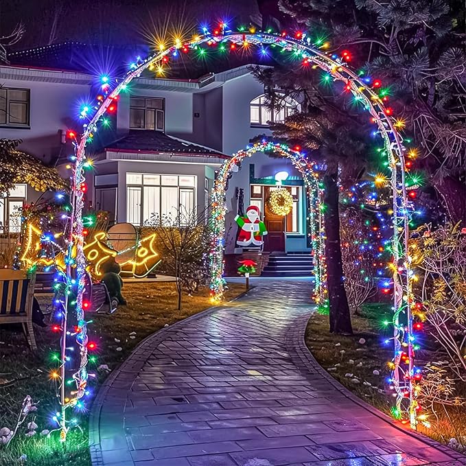 Christmas Lights Outdoor, 66FT 200 LED Christmas String Lights with 8 Modes Waterproof, Connectable Twinkle Light Green Wire for Indoor Xmas Patio Yard Party Holiday Decorations, Multicolor