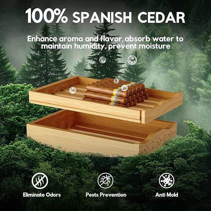 Tylza 88L Ciagr Humidor Cabinet, Humidity & Temp Control Electric Humidors for Cigars, 546 Counts, Silent Compressor, Reversible Door, Cigar Humidors with Spanish Cedar Drawer Shelves, Gifts for Men