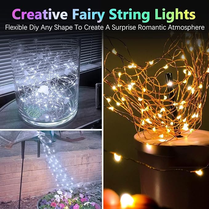 6 Pack Fairy Twinkle Lights Battery Operated, 3 Pack Cool Whie & 3 Pack Warm White Each 20FT 60 LED Waterproof Outdoor Christmas String Light, Fairy Light with Timer for Christmas Decorations