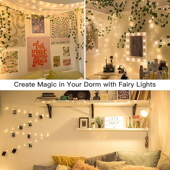 suddus 66ft 200 LED Outdoor String Lights, Warm White Christmas Fairy Light Battery Operated with Remote, Led Twinkle Lights for Bedroom, Dorm, Patio, Tapestry, Backyard, Garden, Xmas, Party, Indoor