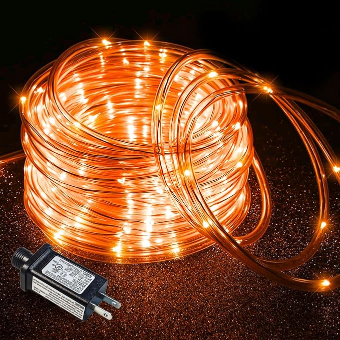 Orange Halloween Lights, 100FT 300 LED Rope Lights for Outside Waterproof with 8 Modes, Connectable String Lights for Indoor Patio, Trampoline, Garden, Pool, Tree, Holiday Decorations