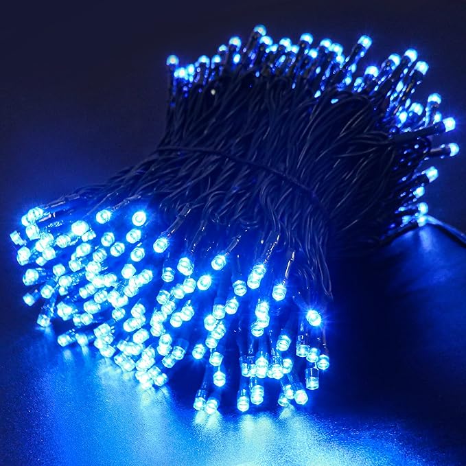 AmyHomie Blue Halloween Lights, 108Ft 300LED Halloween String Lights Outdoor Waterproof, End-to-End Indoor Fairy Decorative Lights for Wedding, Party, Christmas Decor