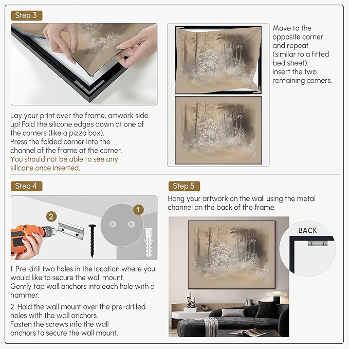 SIGNWIN 60"x72" Extra Large Framed Wall Art Misty Forest in Sepia Tones, Watercolor Woodland Landscape for Home Living Room Bedroom Decor (Frame Assembly Required)