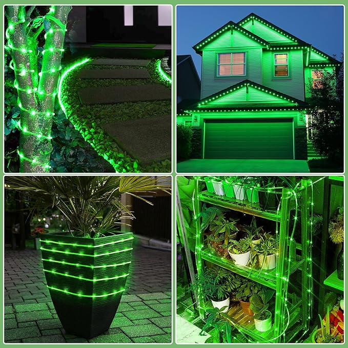 Rope Lights for Outside, 164FT 500 LED String Lights Outdoor Waterproof, 8 Modes Plug in Clear Tube Lights for Indoor Bedroom Garden Patio Tree Party Holiday Decorations, Green
