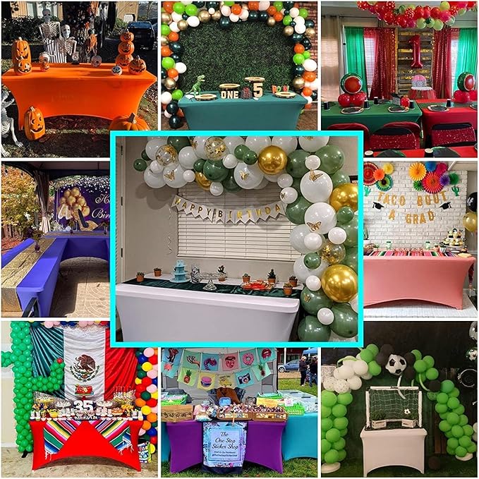 IVAPUPU 6FT Table Cloth for Rectangular Fitted Events Stretch Blue Mist Table Covers Washable Cover Spandex Tablecloth Protector for Party, Wedding, Cocktail, Banquet, Festival