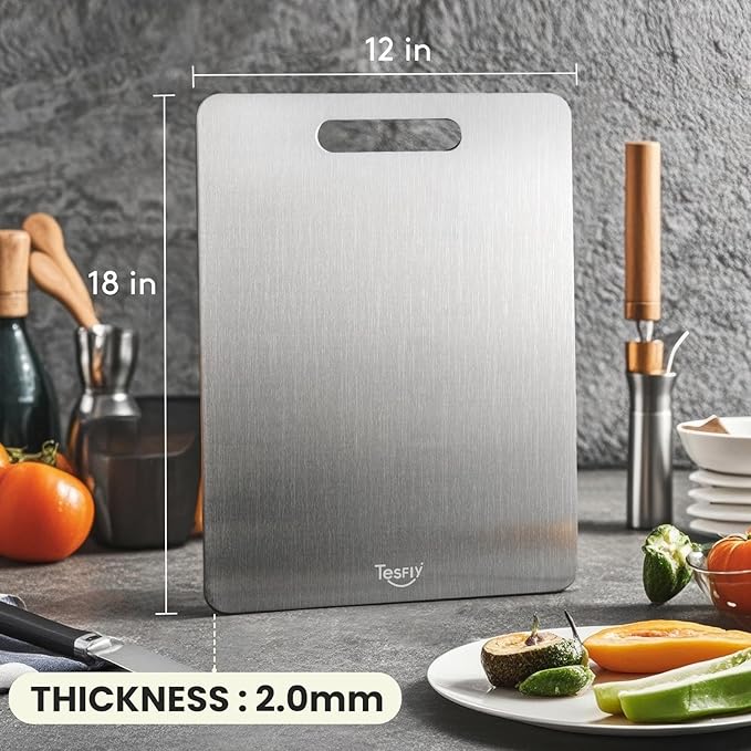 New Titanium Cutting Board - 100% Pure Titanium Cutting Boards For Kitchen,Easy to clean, Double-sided food-grade Cutting Board For Cutting Meats, Fruits And Vegetables(18 * 12)