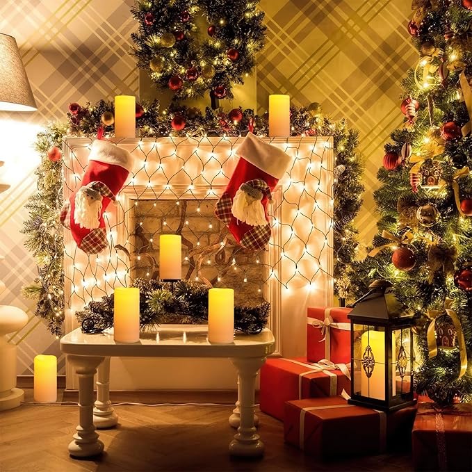 NURADA 8" x 4" Large Outdoor Flameless Candles - Waterproof LED Pillar Flickering Candle Battery Operated with Timer Remote Control for Patio Porch Lanterns Decor - Long Lasting Set of 2