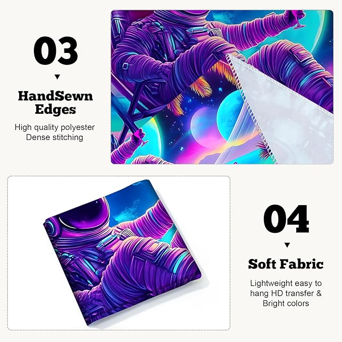 BVBOX Astronaut Space Blacklight Tapestry 79"x59", UV Reactive Astronaut Beach Lounge Chair Vacation Universe Planet Glow in Dark Tapestries, Black Light Neon Upright Poster Wall Hanging Backdrop Decor for Bedroom Living Room