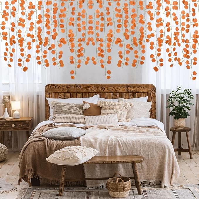 DearHouse 86 Feet 12 Strands Artificial Eucalyptus Leaf Plants Fall Garland Vine Hanging Eucalyptus Garland Thanksgiving Decor for Home Kitchen Wedding Wall Decor