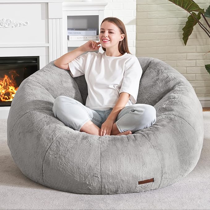 Hobestluk Bean Bag Chairs Large Bean Bag Couch for Adults Stuffed Sofa Chair Comfy Giant Bean Bag Chair with Spacious Design for Reading, Playing or Relaxing (Grey)