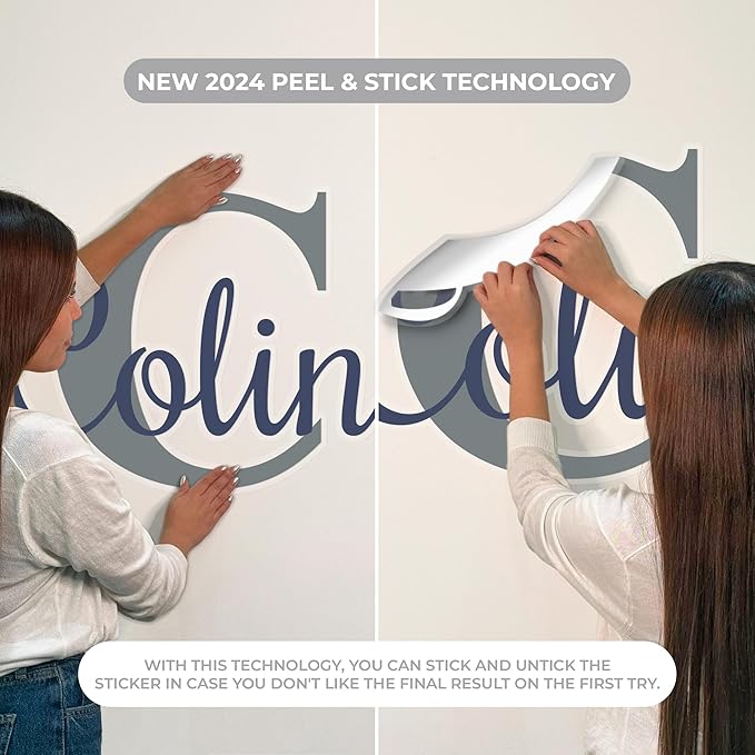 CRYPTONITE Multiple Font Personalized Name & Initial Vinyl Wall Decals I Nursery Wall Decal for Baby Boy & Girl Decoration I Stickers for Kids I Multi-Size with Glitter Optional