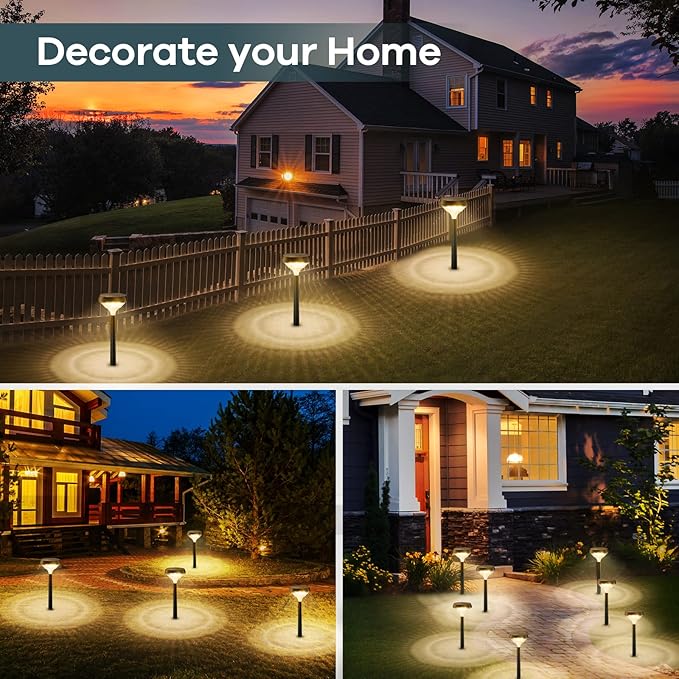 Linkind Solar Pathway Lights 4 Pack, Solar Lights Outdoor, Warm White Path Waterproof for Walkway Yard Landscape Garden