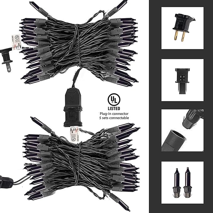 TW SHINE Purple Halloween Lights, 20FT 100 Count Incandescent Mini String Lights, Waterproof Halloween Decorations for Outdoor Indoor Patio Home Party Garden Yard Decor