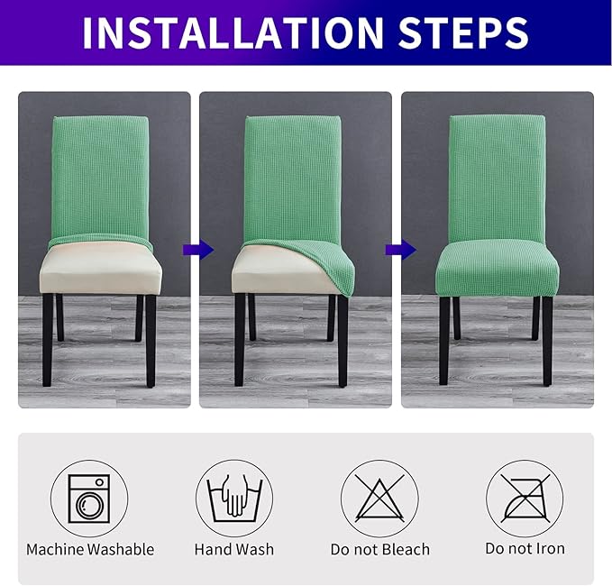 Howhic Chair Covers for Dining Room Set of 6, Stretchy Dining Chair Covers, Textured Jacquard Kitchen Chair Slipcovers, Classy Decor for Home and Banquet (Sage, 6 Pack)