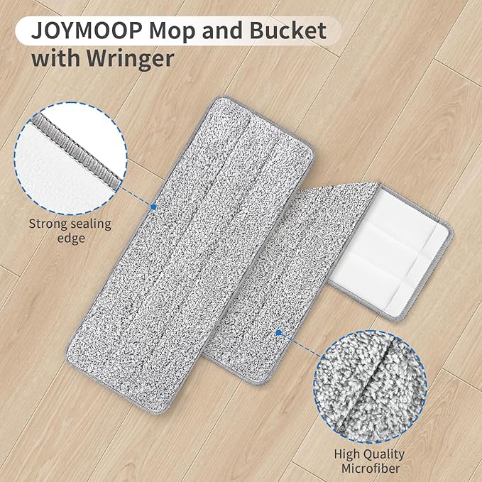 10Pcs Joymoop Mop Replacement Pads, 13 * 4.9'' Universal Mop Pads Mop Head Refills Washable Wet Mop, Compatible with Most 11-13” Size Mops,