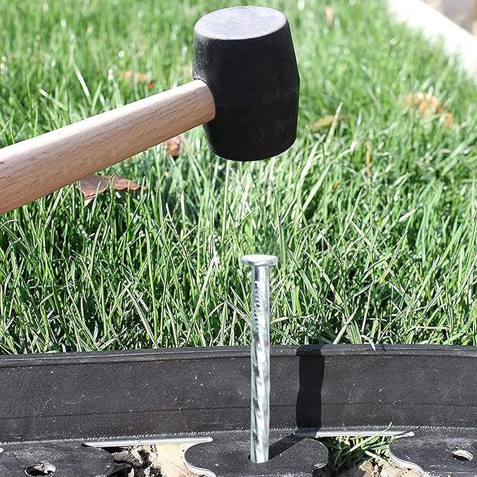 50/100/150 Pack 6" Solid Galvanized Non-Rust Metal Garden Stakes Spiral Landscape Edging Anchors for Paver Edging, Gardening, House Construction, etc (100)