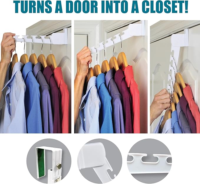 Wonder Hanger Over The Door 2-Pack Organizer for Clothes Hangers, Space-Saving Cascading Hanger Hooks, White