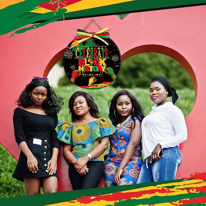 Boao Welcome Black History Month Door Decorations Black History Month Sign Hanging Decoration Wall Hanger African American Wreath for Outdoor Farmhouse Porch Front Door Decor