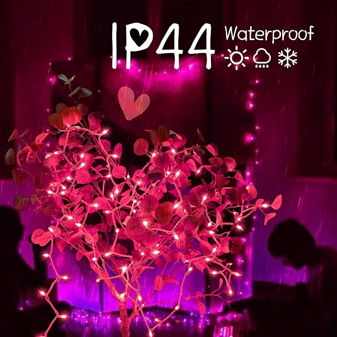 Pink String Lights with 100 Clear Bulbs on White Wire - 26.5 FT Waterproof Connectable Mini Tree Lights for Indoor Outdoor Use Party Holiday Patio Decorations