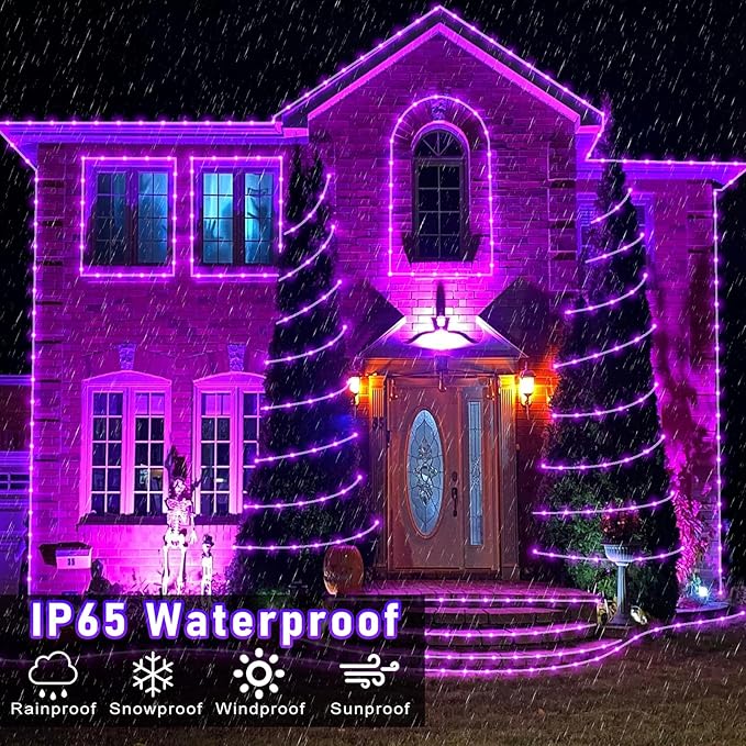 Purple Halloween Lights, 100FT 300 LED Rope Lights for Outside Waterproof with 8 Modes, Connectable Fairy String Lights for Indoor Patio, Trampoline, Garden, Pool, Holiday Decorations