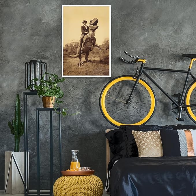 Generic Goth Decor Antiqued Wicca Art Poster Dark Academy Dinosaur And Cowboy Canvas Wall Art Horror Posters Spooky Indoor Art Family Bedroom Office Space Decor 12X16inch Unframed