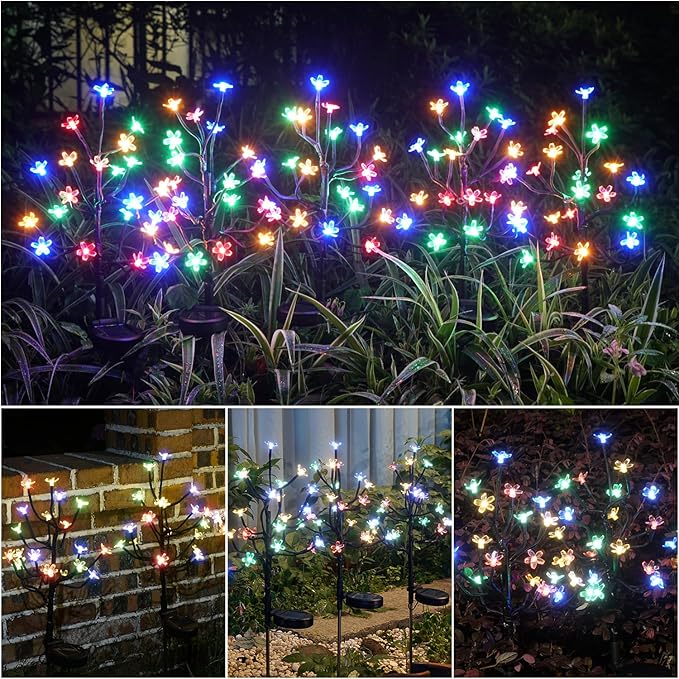 Solar Garden Lights Outdoor,Waterproof Outdoor Solar Lights for Outside Decorative 6Pack, 120Led Solar Flowers Garden Decor, for Yard Pathway,Lawn,Patio Fairy Decorations Gardening Gifts