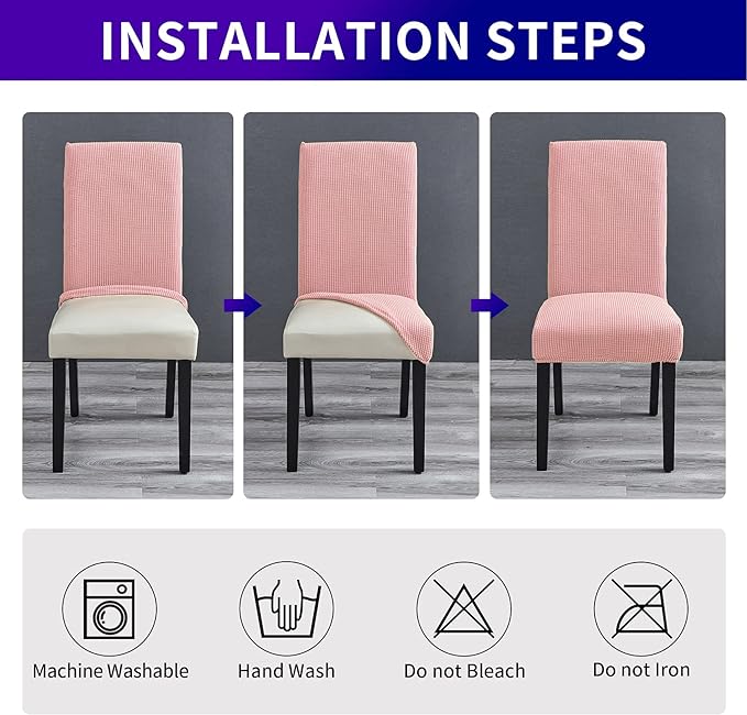 Howhic Stretch Chair Covers for Dining Room Set of 4, Removable Washable Dining Room Chair Covers, Dining Chair Slipcovers Seat Protector, Great for Home Decor and Banquet (Dusty Pink, 4 Pack)